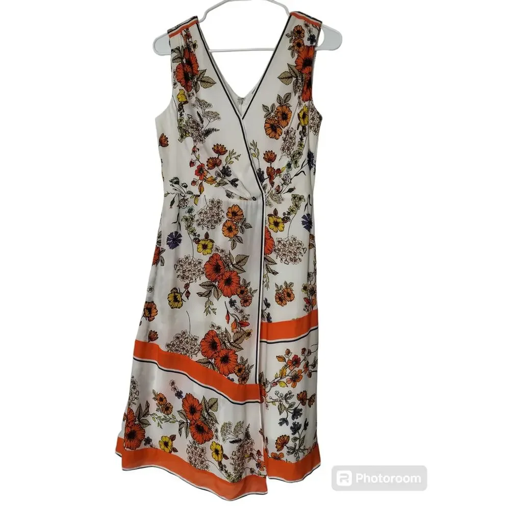 Elie Tahari Women's Jannele Orange Floral Sleeveless Fit & Flare Dress | Size‎ 4